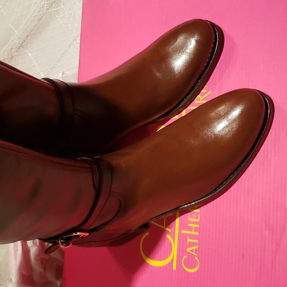 Catherine Malandrino New MILA Leather RIDING Tall BOOTS Brown/Black Women's 10 - Picture 15 of 16